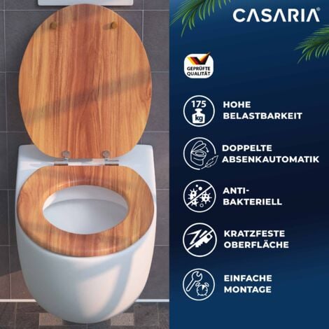 Tavoletta wc con chiusura ammortizzata MDF cerniere in metallo antiruggine Legno