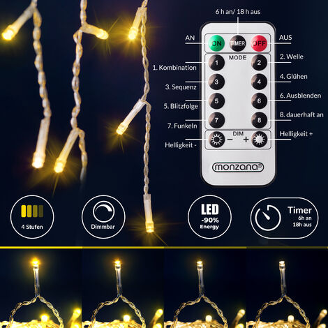 Catena luminosa telecomando 8 modalità Timer interno esterno cascata luci  led stringa luci led 200 LED