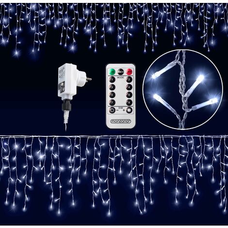 Funzione di Timer Luci Bianco per Decorazione di Albero di Natale 8 Mode di Lampeggiata Qedertek Luci Natalizie da Esterno 17 key Telecomando Filo Trasparente Catena Luminosa 13M 100 LED 