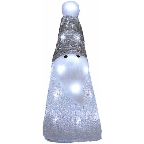 Figura Natalizia in Acrilico Luci a LED a Batteria o con Cavo Vari Modelli Decorazione di Natale Giardino Addobbo Decorativo Indoor Outdoor Babbo Natale bianco