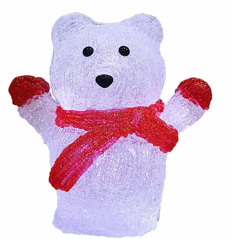 Figura Natalizia in Acrilico Luci a LED a Batteria o con Cavo Vari Modelli Decorazione di Natale Giardino Addobbo Decorativo Indoor Outdoor Icebear