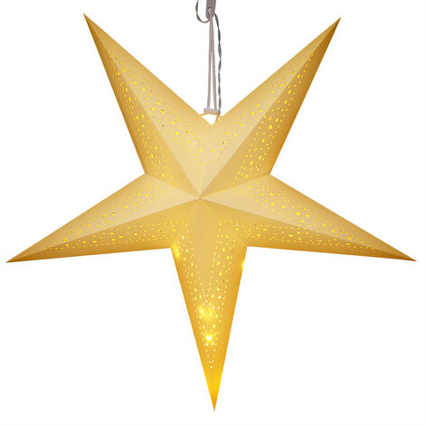 Catena Di Stelle LED Novaliv 13 Metri - 9 Stelle Gialle Ø12 Cm Per Interni/Esterni, Decorazione Natalizia Con Spina Schuko