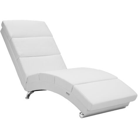 Poltrona relax "London" con piedini cromati Ecopelle bianco