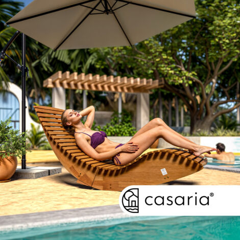 CASARIA® Sdraio A Dondolo JAVA Pieghevole 154x60x78cm Legno Di Acacia Con Certificato FSC® Lettino Prendisole Con Portat 160 KG Sauna Giardino Piscina Ergonomico
