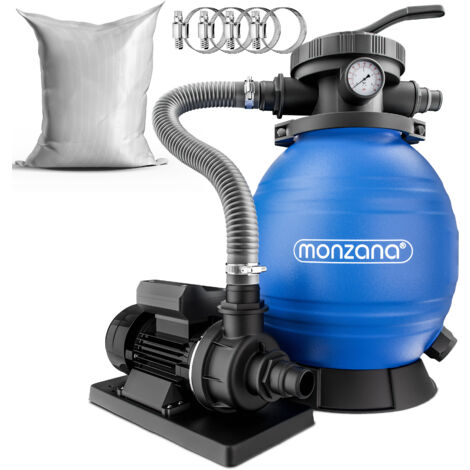 MONZANA® Filtro per Piscina a 7 Vie 10.200 l/h Serbatoio 25L Vetro Filtrante Fltrazione a Sabbia