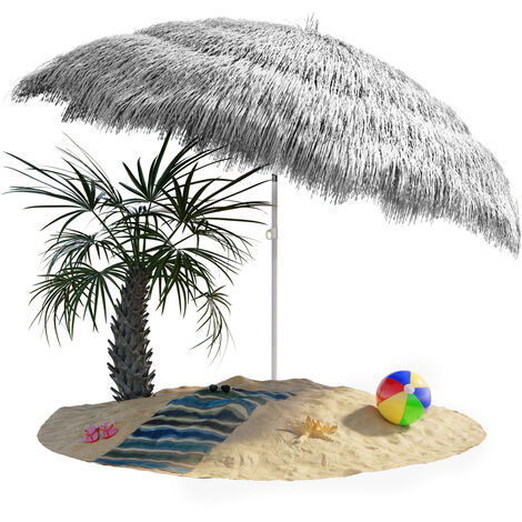 KINGSLEEVE® Ombrellone Hawaii 160 cm Inclinabile Regolabile da Spiaggia Ombrello Giardino Parasole UV30+ Light Grey (en)
