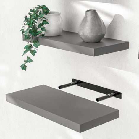 Mensola da parete 50cm grigio con supporto