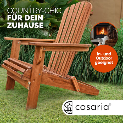 Casaria 2x Sedia Prendisole Adirondack Doppio Set Richiudibile Legno di Acacia Seduta Arrotondata Braccioli Ampi Sdraio Mare