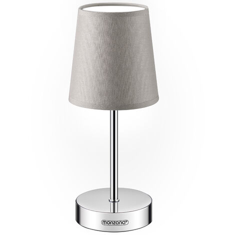 Monzana Lampada da Comodino Paralume in Tessuto 32 cm di Altezza E14 Cromo 15W Taupe 1er Set (de)
