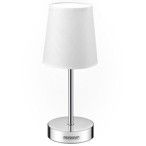 Monzana Lampada da Comodino Paralume in Tessuto 32 cm di Altezza E14 Cromo 15W Weiß 1er Set (de)