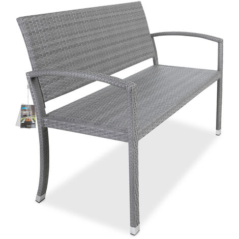 Panchina da giardino polyrattan grigia 122x90x55cm