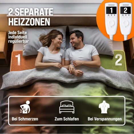 EcoSapiens Coperta riscaldata elettrica 150x180 cm, 3 impostazioni di calore, timer 360 min, controllo remoto, Basso Consumo, Riscaldatore Coperte