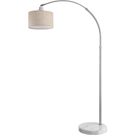 Monzana Lampada ad Arco da Soggiorno Paralume Tessuto Base in Marmo Altezza Regolabile 150-175 cm Lampada E27 Camera da Letto Luce da Lettura