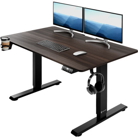 Casaria Scrivania Regolabile in Altezza Ergonomica 2 Promemoria Timer max. 80kg Portabevande Tavolo da Computer Gaming Desk Vari Colori e Misure 110cm Brown (en)