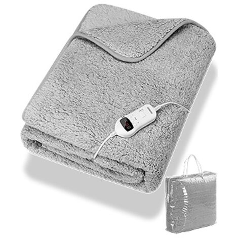 Coperta Elettrica Riscaldante 150x80 Cm – 6 Temperature, Timer 2-4-6h, Spegnimento Automatico, Lavabile 30°