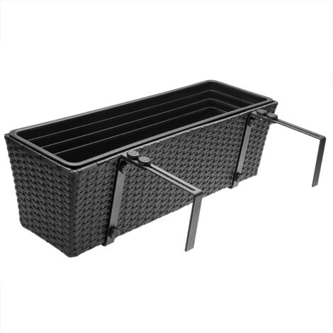 Rectangle Rattan Plastic Balcony Flower Plant Garden Herb Planter Decor Pots Set