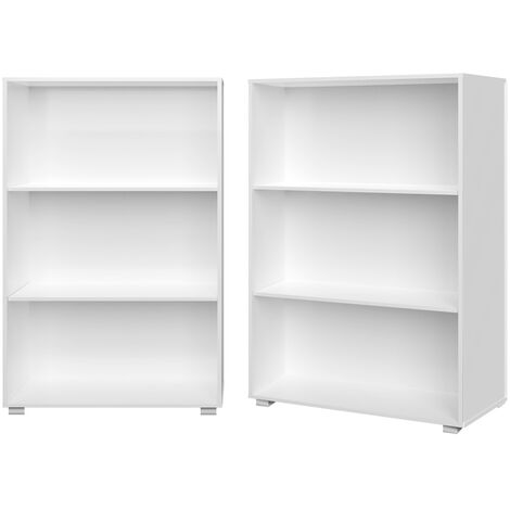 MOOOBLE Set Cassette In Legno Bianco Con 2 Ripiani – 75x40x31 Cm – Modulari Per Scaffali, Mobiletti, Scarpiera