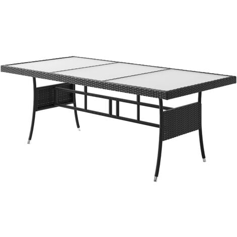 Casaria Tavolo da Giardino in Polyrattan & Vetro max. 8 Persone  190x90x74cm Altezza Regolabile Interni & Esterni Effetto Legno