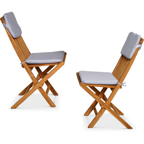 Set Da Balcone Con 2 Sedie Da Giardino Regolabili In Legno Di Acacia E Cuscini Bianco Sporco Amantea - Foto 13