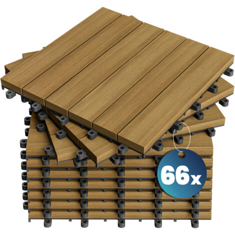 Casaria Piastrelle in legno certificato FSC® per giardino balcone ad incastro 30x30cm da esterno 66x Eucalyptus (en) (1/5)