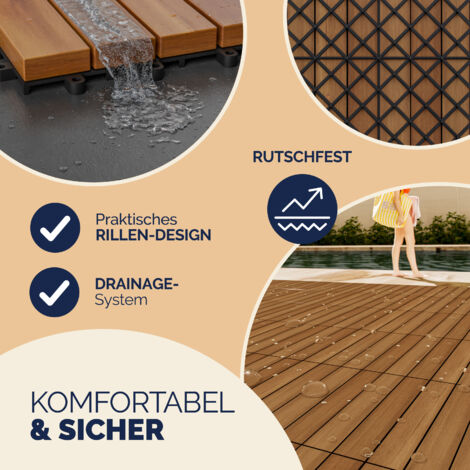 Piastrelle Legno Acacia 66pz 6m² - Per Esterni, 30x30cm, Sistema Ad Incastro, Certificato FSC - Foto 5