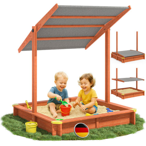 Spielwerk Sabbiera con Tetto Veranda Protezione UV 50 Legno Ecologico Sandbox per Bambini Gioco Esterno Playhouse Sami (de)