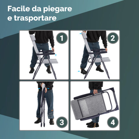 Set 4 Sedie Giardino Pieghevoli Casaria - Alluminio Con Schienale Regolabile