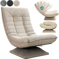 CASARIA® Sedia da Pavimento Schienale Regolabile Ruotabile 360° Pieghevole Portata 150 kg 58x57x84 cm Poltrona Imbottita Salotto Crema