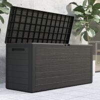 DEUBA® Baule da giardino XXL 280 L cassapanca richiudibile 2 maniglie 116 x43 x54cm box esterno contenitore effetto legno