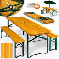 Casaria set in legno 170x46x75 tavolo e panche richiudibile campeggio giardino festa compleanno