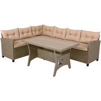 Casaria Salottino Angolare 2 Divani + 1 Tavolo WPC 6 Persone Incl. Cuscini per Schienale e Seduta Mobili Lounge da Giardino Vari Colori