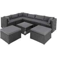 CASARIA Salotto ad Angolo da Giardino XXL Polyrattan Divano Esterno Posizionabile Liberamente Lounge Nero/antracite