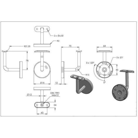Support Mural Pour Main Courante Avec Platine D'ancrage Arrée | Inox Design