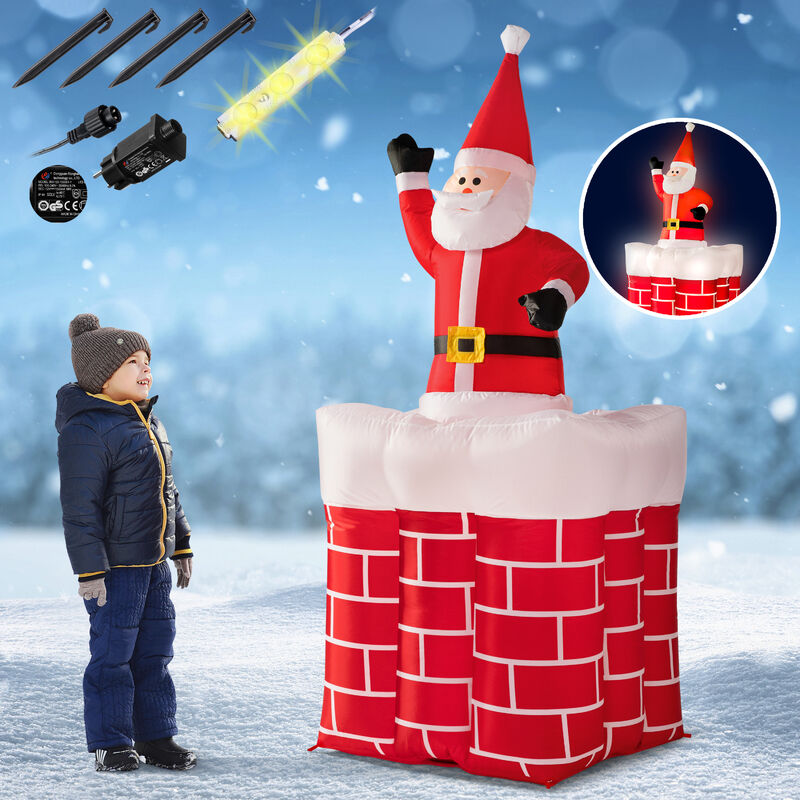 Deuba Père Noël gonflable XXL décoratif lumineux fête Noël 250cm pompe électrique 