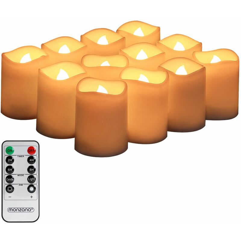 12 bougies LED avec télécommande - Bougies chauffe-plat LED 40 heures et  bougies