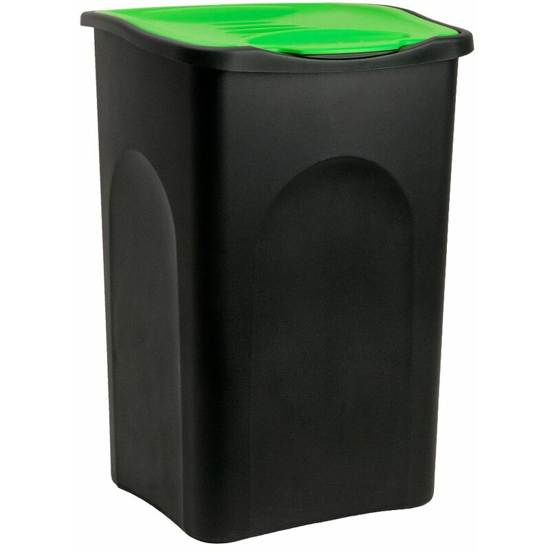 Poubelle 50 litres - Collecteur de déchets - 3 couleurs Noir/vert