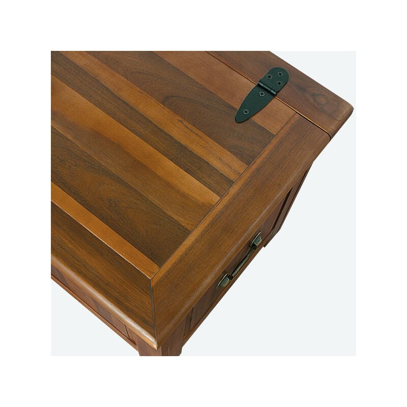 Coffre boîte rangement bois malle 85x44x48cm Bois Acacia Coffre de rangment  intérieur