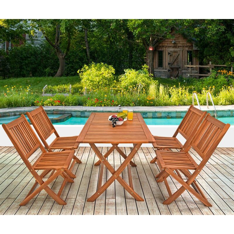 Set de 4 chaises de jardin pliantes Sydney en bois d'acacia certifié FSC  pour salon de jardin sydney accoudoirs extérieur pliable chaise de table de  jardin pré-huilé balcon terrasse