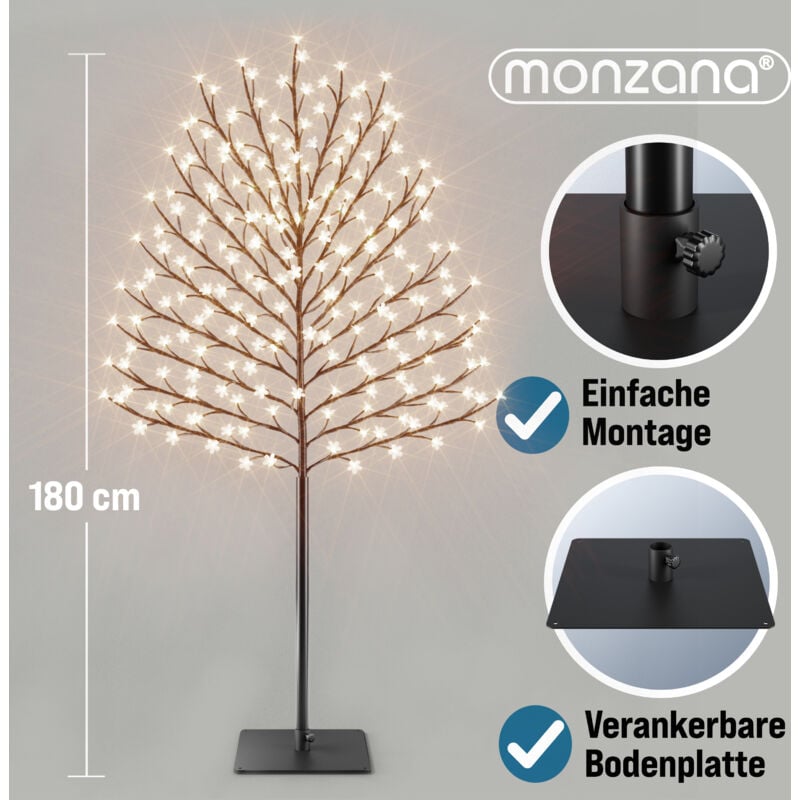 MONZANA® Arbre lumineux LED avec minuterie 8 modes de lumière résistant aux intempéries décoration Noël lampe cerisier-M2  180 cm - 200 LED 2