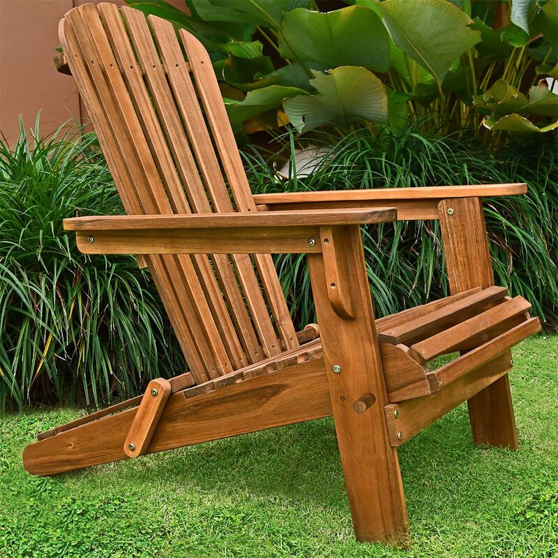 Blumfeldt Chaise longue de jardin transat style Adirondack pliable bois de sapin marron 