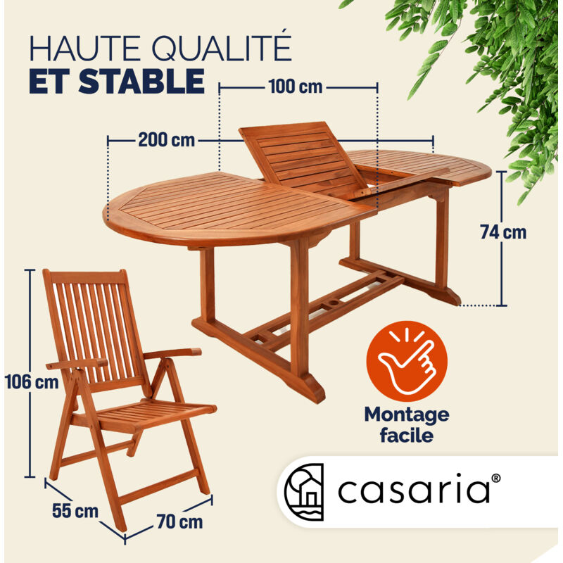 Chaises pliantes en bois d'eucalyptus par 2