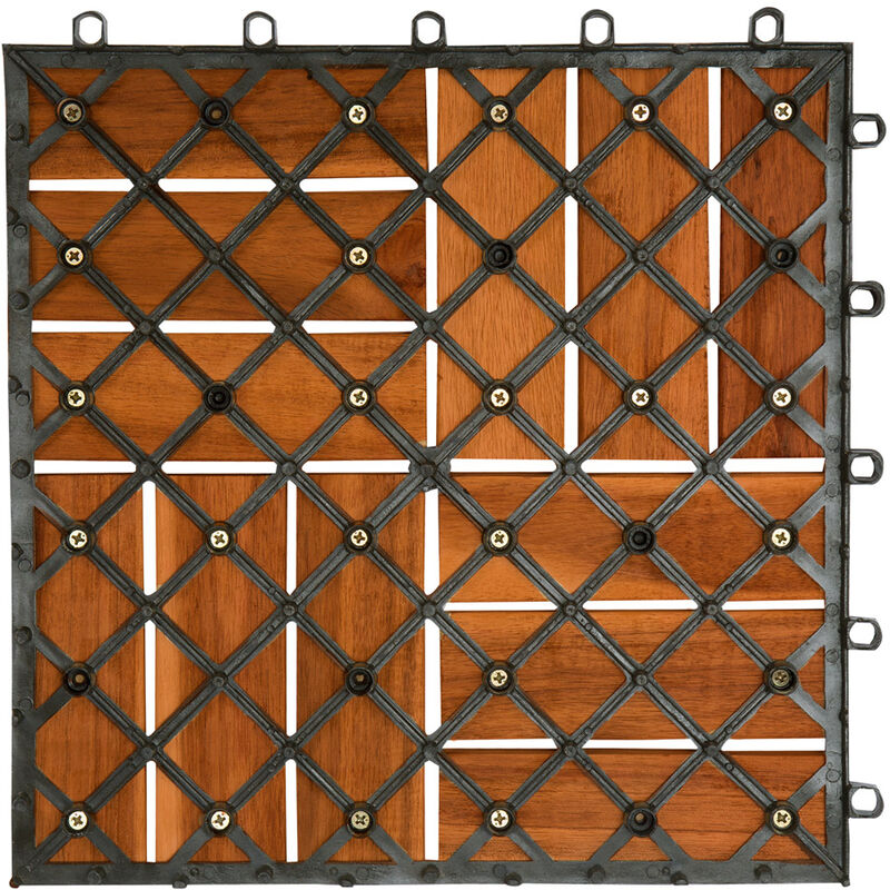 33x Dalles de terrasse en bois d'acacia 3m² Dalle clipsable