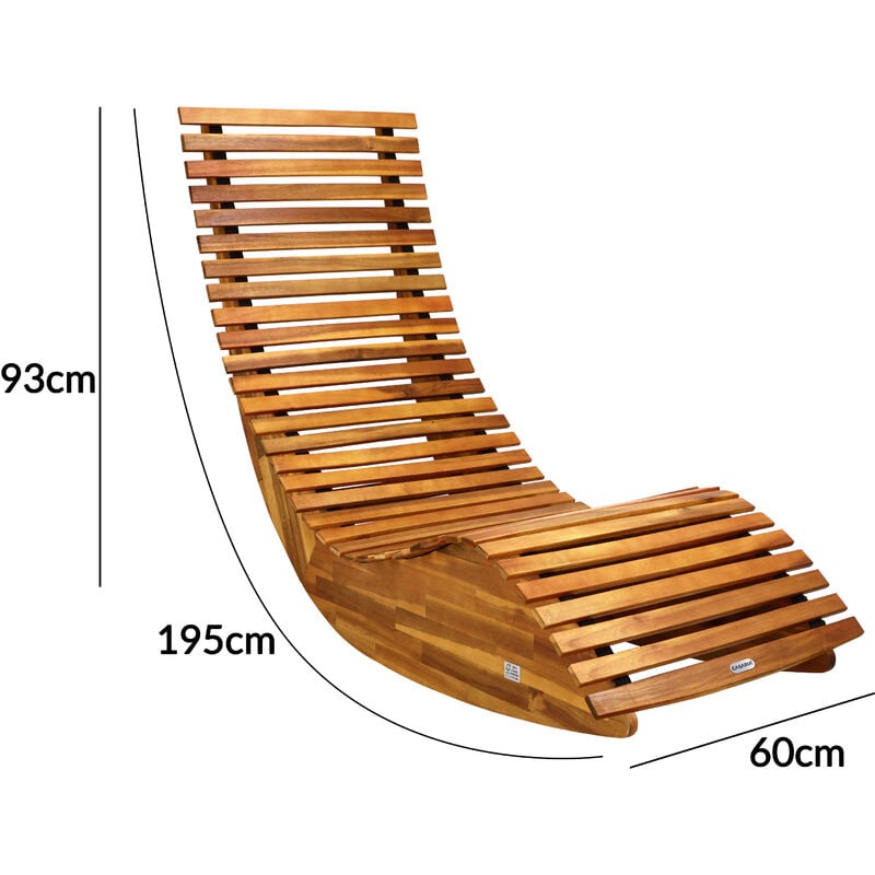 Deuba Chaise longue à bascule en bois certifié FSC Transat ergonomique de Jardin 