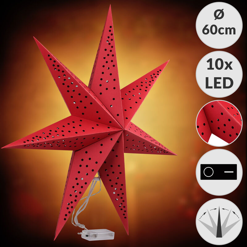 Lanterne étoilée En Papier Suspendue - Télécommande, 8 Modes Lumineux, 7 Branches - Décoration Noël, Maison