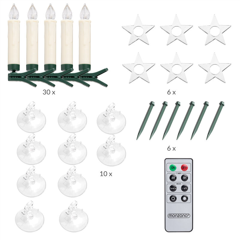 Set de 30 bougies de Noël LED sans fil Décoration lumineuse avec  télécommande accessoires Bougies à piles pour sapin Multicolore
