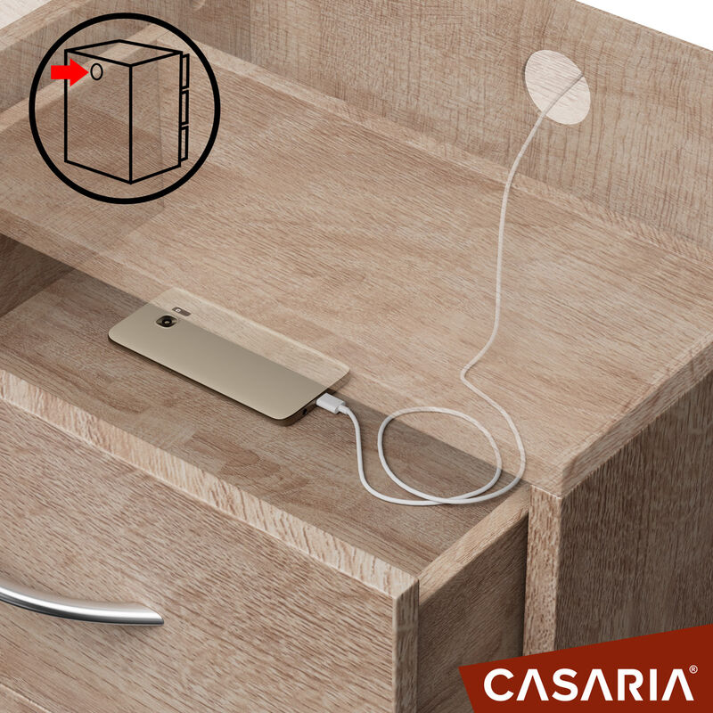 Casaria Table de nuit 3 tiroirs 54x39x28cm table de chevet pour chambre à  coucher petit meuble