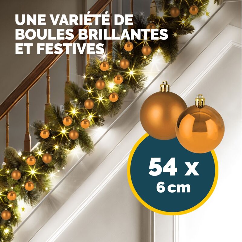 Boules De Noël En Plastique 24 Pièces - Cuivre, Doré, Argenté, Avec Boîte Rangement, Décorations Sapin - 13