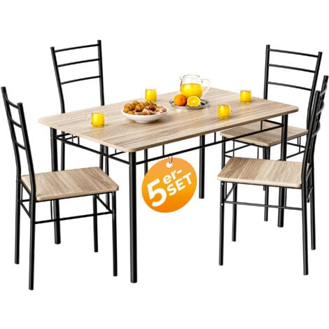 Casaria de meubles 5 pièces Casaria - table à manger + 4 chaises - Wit