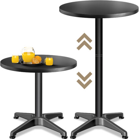 Casaria – Table haute ronde réglable 70/115 cm – Acier inoxydable laqué noir – Diamètre 60 cm – Pour intérieur et extérieur – Charge max. 60 kg (1/5)