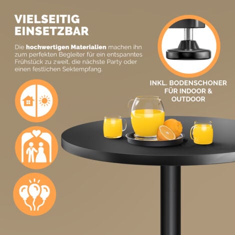 CASARIA® Table de bar bistrot pliable ronde ⌀ 60 cm réglable en hauteur 70 cm / 115 cm 2 en 1 en acier mange debout   Noir